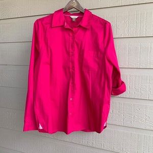 White Stag Women button up convertible long sleeve to 3/4 shirt pink sz L